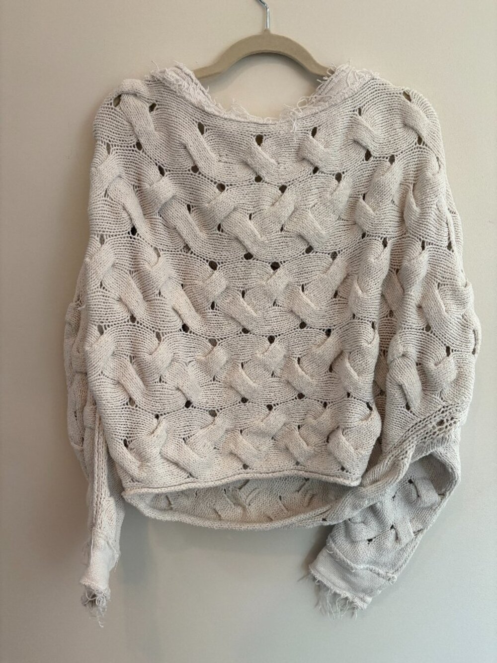 Free People Desert Sands Cable Pullover in Ivory Size Medium Knit - Picture 2 of 3